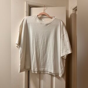 Old Navy Cream T-Shirt with Pearls